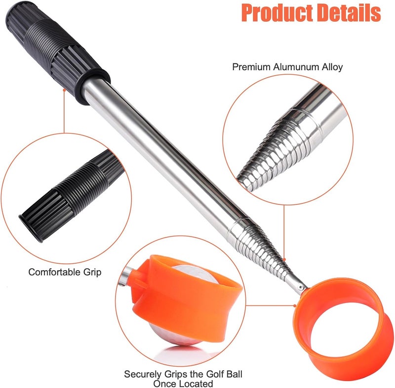 Gihunk Golf Ball Retriever Telescopic, 12Ft Aluminum Alloy Golf Ball Retriever for Water, Ball Retriever Tool Golf Ball Grabber, Telescopic | Two-Sided | Easy Grab Ball | Golf Gifts for Men & Golfers - Image 2